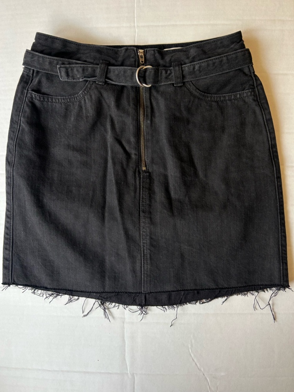 Hollister Black Jean Skirt Ultra High Rise Denim Cotton Mini sz 5 Utility Grunge